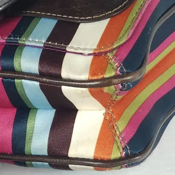 Coach Legacy Stripe Garcia Small Multicolor Canvas Turnlock Clutch Wristlet - Picture 12 of 16